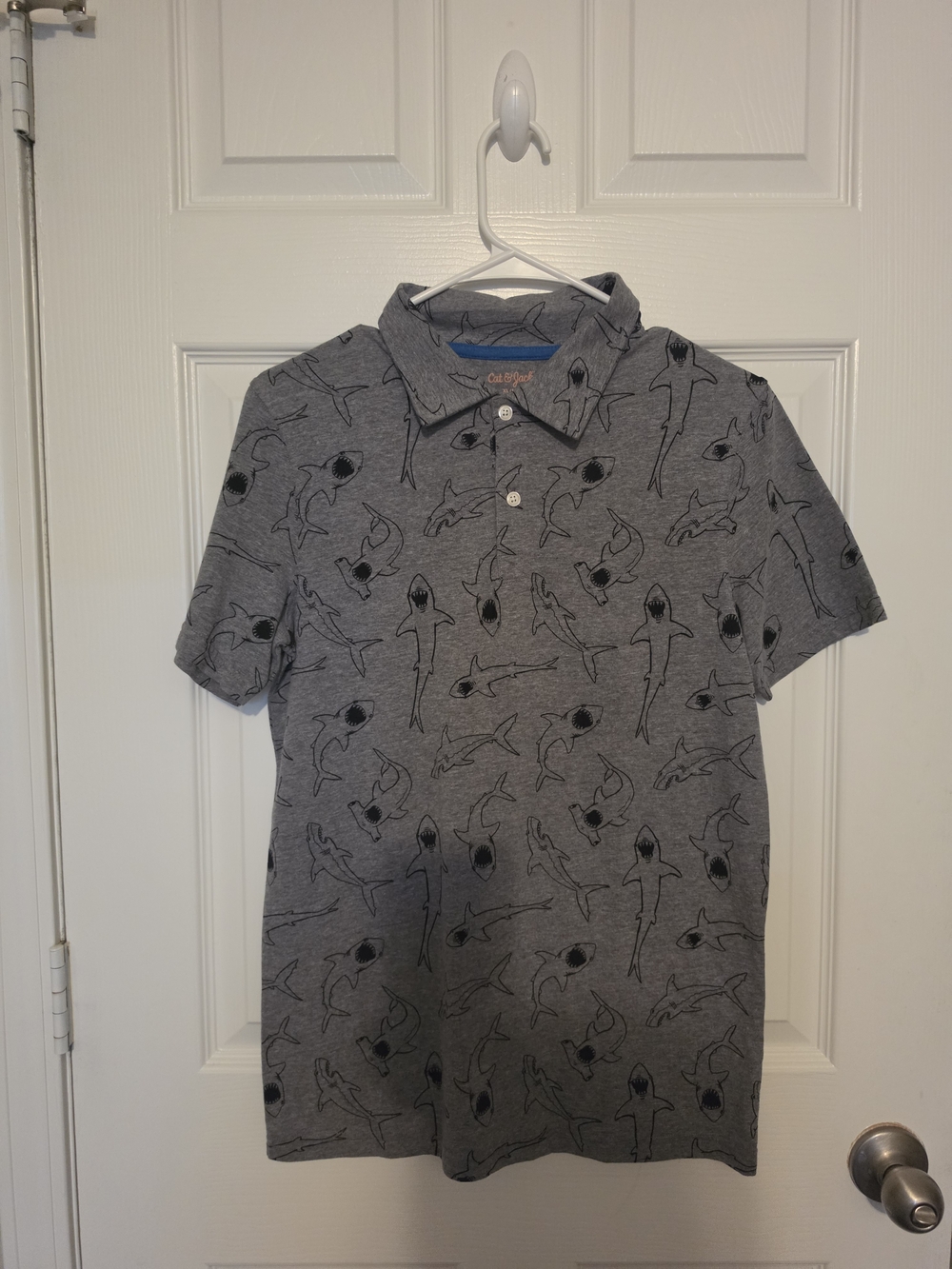 Cat & Jack Gray Shark Print Polo Shirt